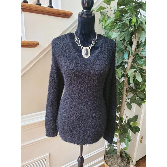 SO Women's Black Polyester V-Neck Long Sleeve Pullover Knit Sweater Size Large - Picture 11 of 11